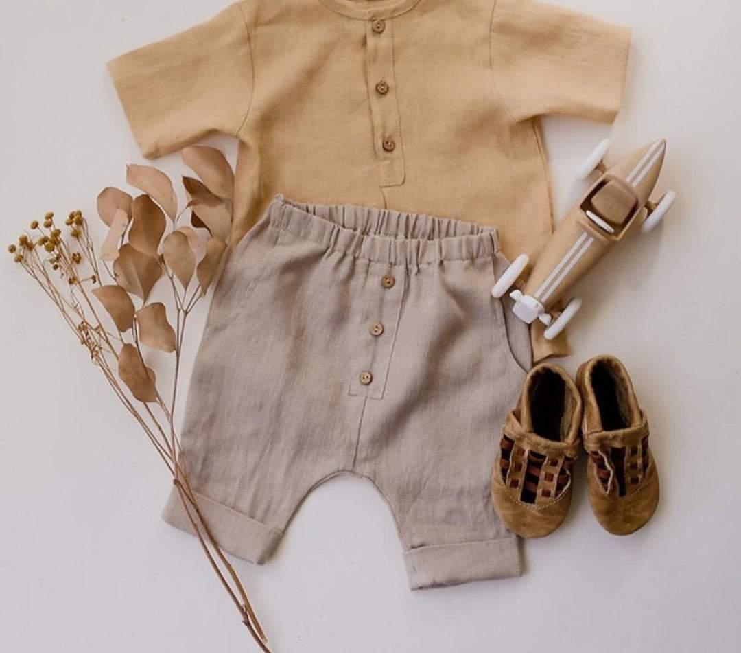 Beige Linen Short Set | Image 1