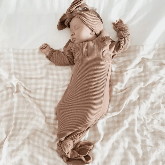 Brown Frill Knot Onesie