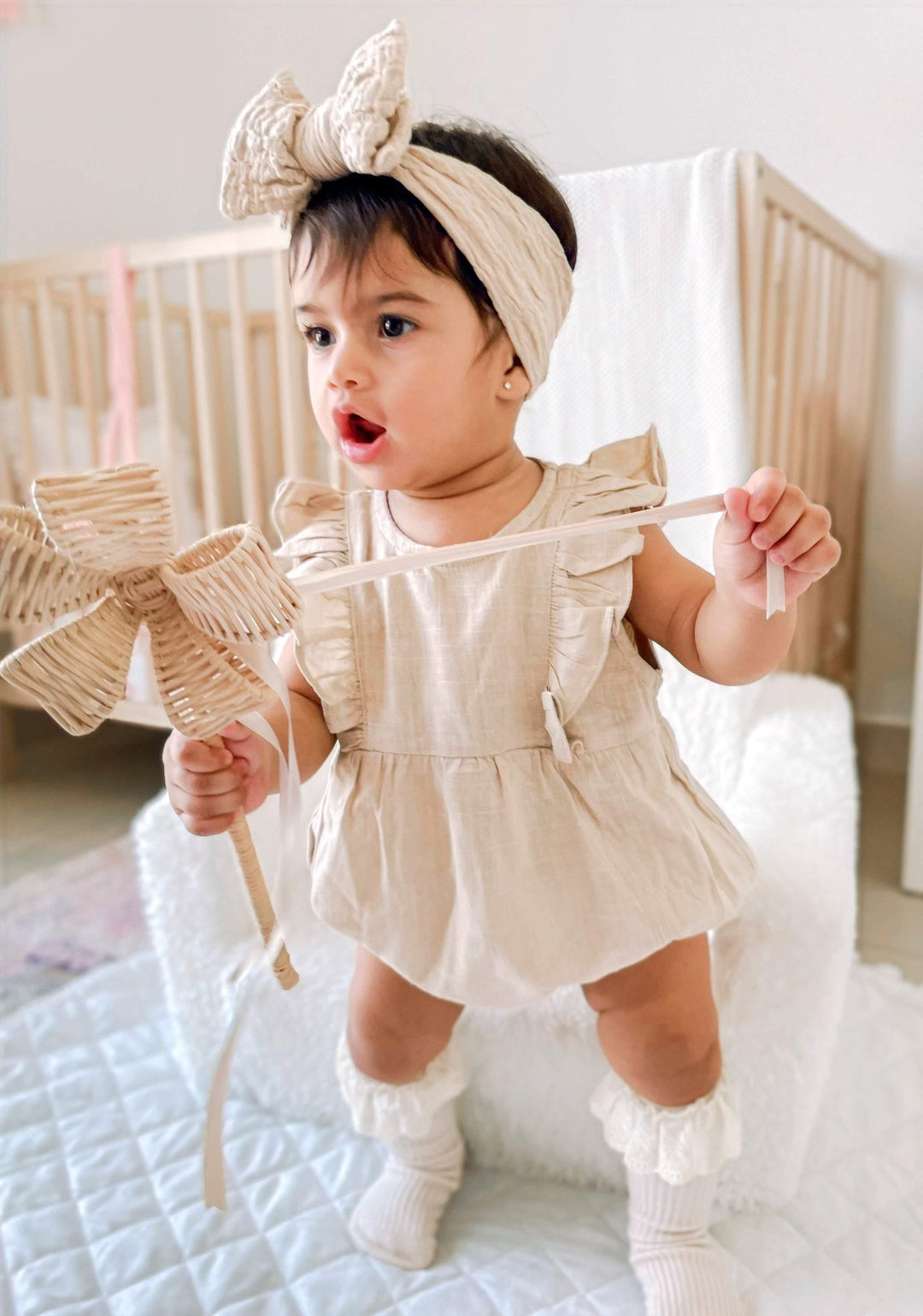 Ruffled Beige Romper | Image 1