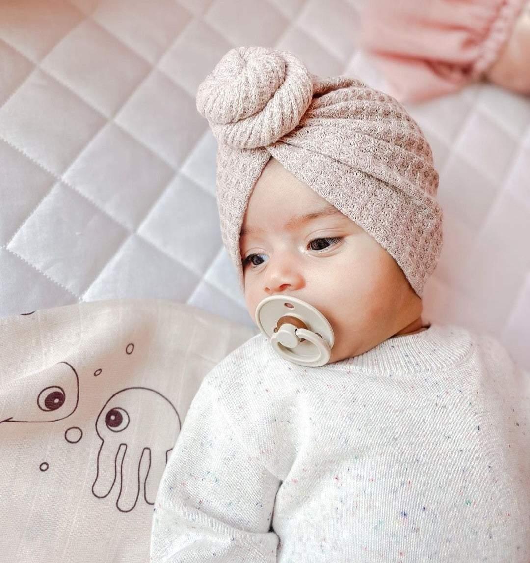 Waffle Knit Knot Beige Turban | Image 3