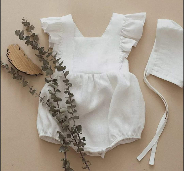 Ria White Linen Romper