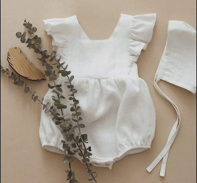 Ria White Linen Romper