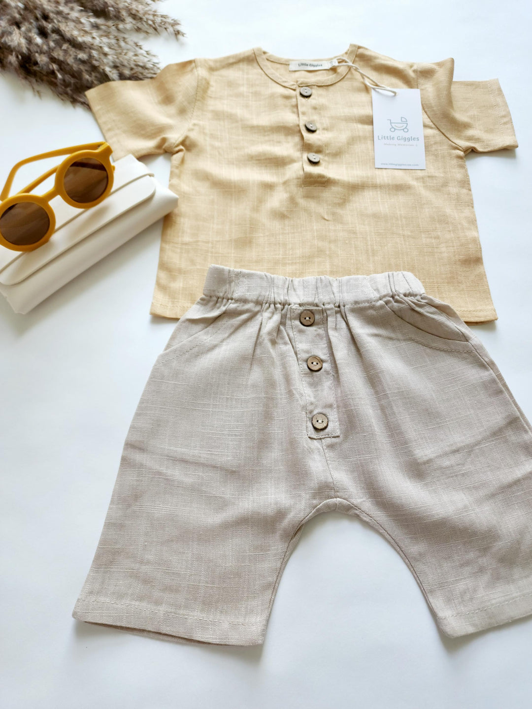 Beige Linen Short Set | Image 3