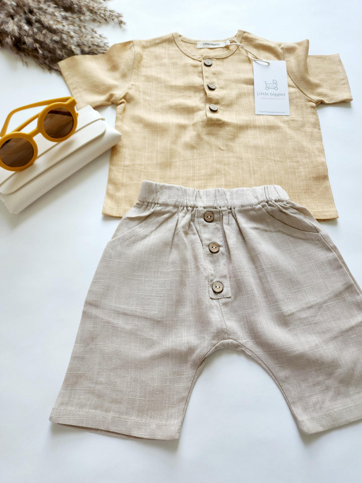 Beige Linen Short Set | Image 3