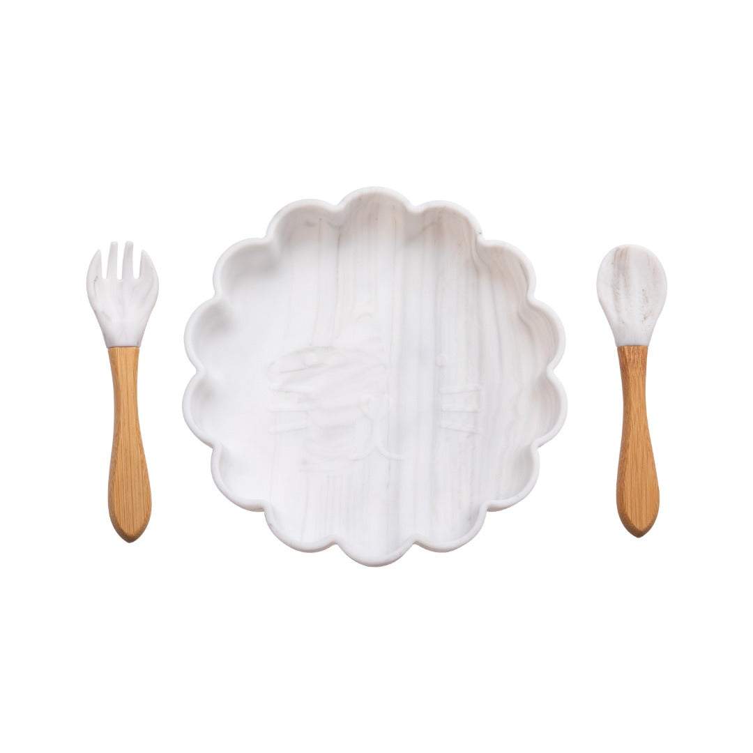 Kitty Marble Silicone Plate & Bowl Set | Image 1