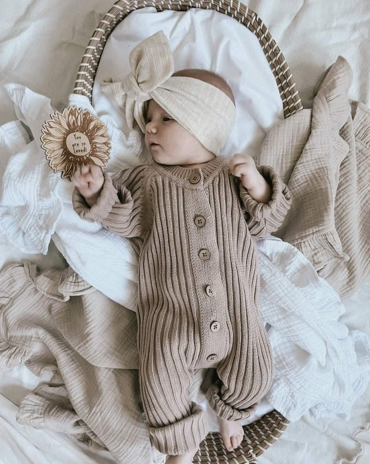 Ribbed Beige Onesie | Image 1