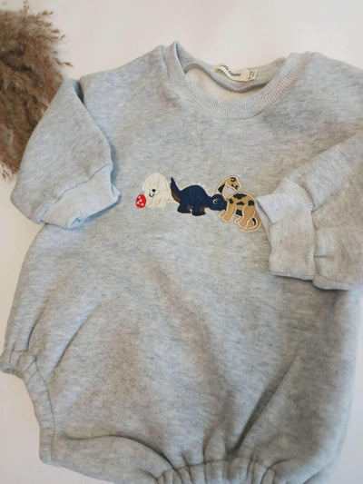 Dino Light Grey Rompers | Image 3