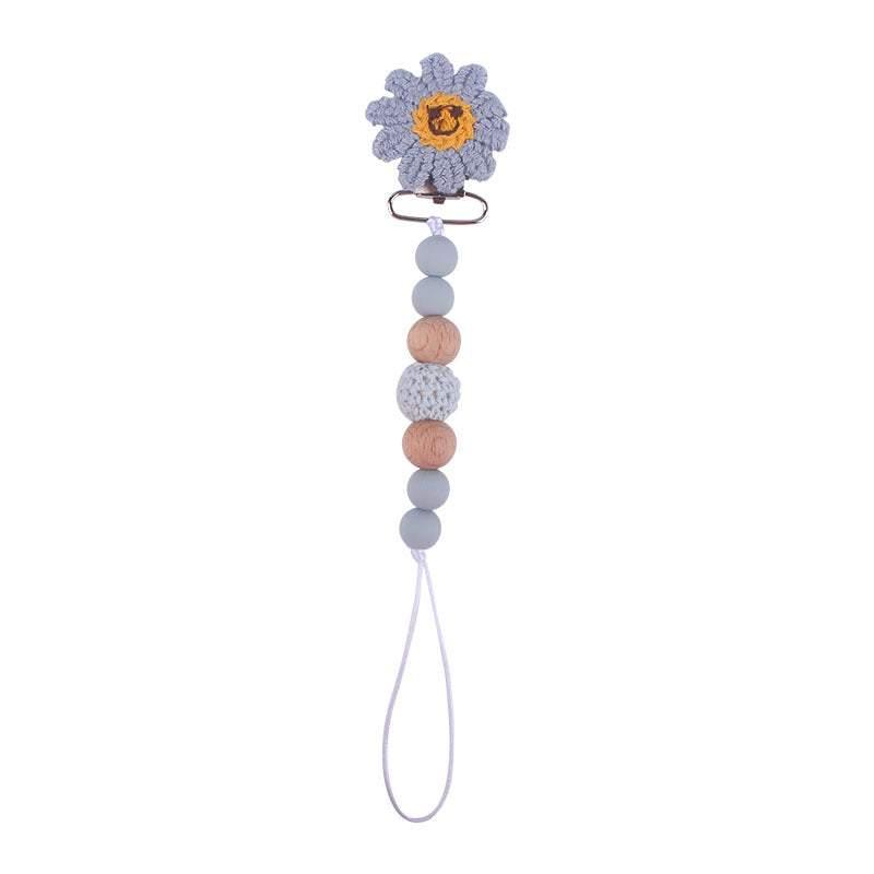 Happy Flower Blue Pacifier Clip