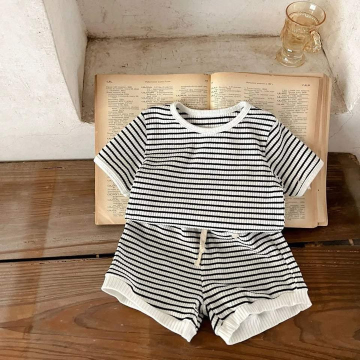 Ellis Black Stripe Short Set