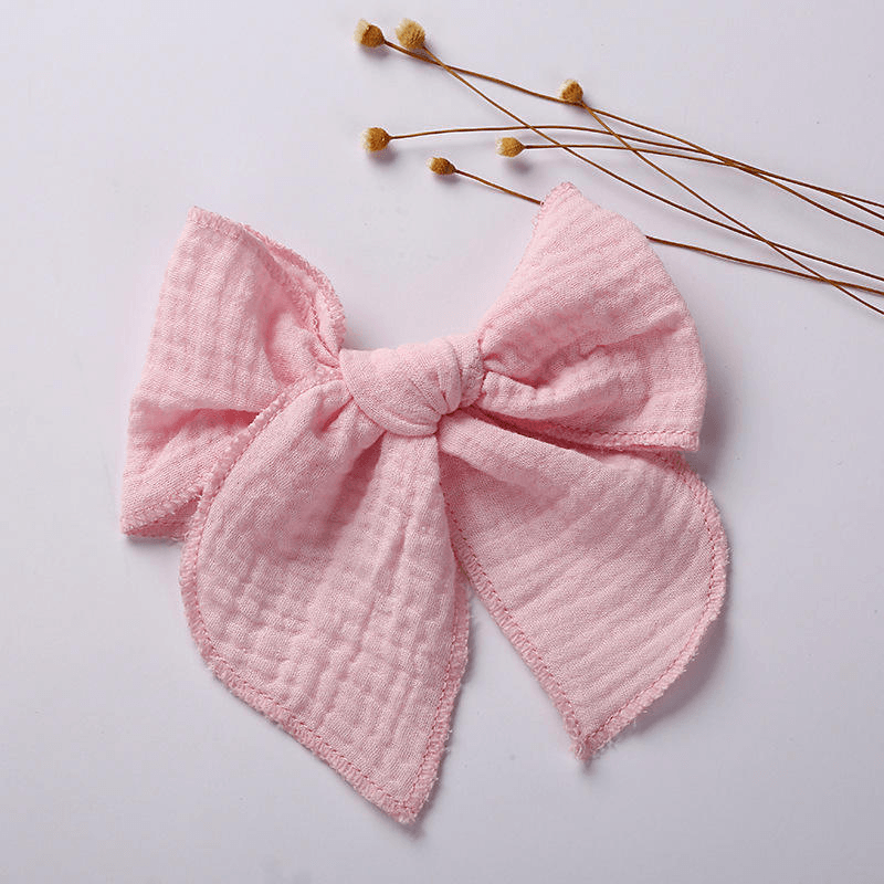Pink Cotton Muslin Hair Clips