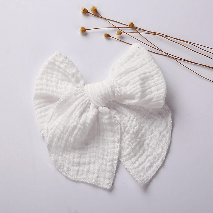 White Cotton Muslin Hair Clips