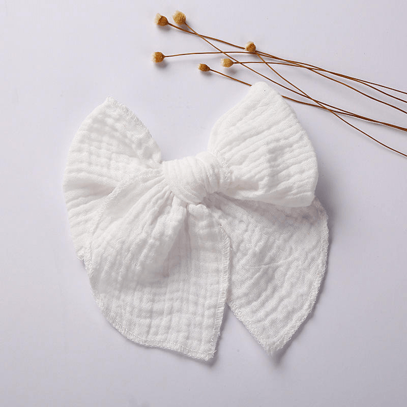 White Cotton Muslin Hair Clips