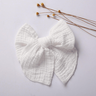 White Cotton Muslin Hair Clips