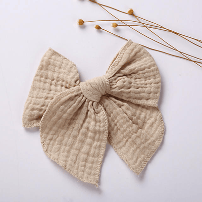 Beige Cotton Muslin Hair Clips