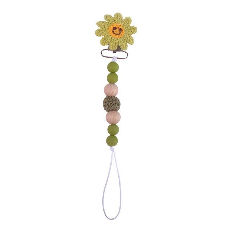 Happy Flower Green Pacifier Clip