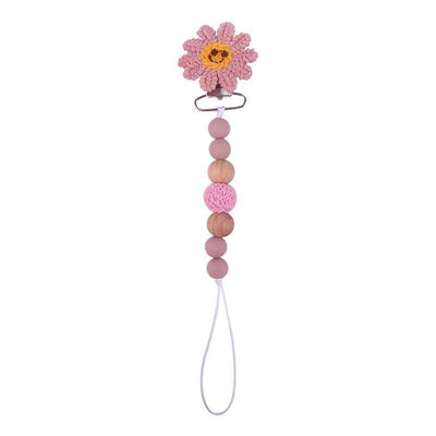 Happy Flower Pink Pacifier Clip