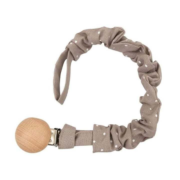 Beige Polka Fabric Pacifier Clips