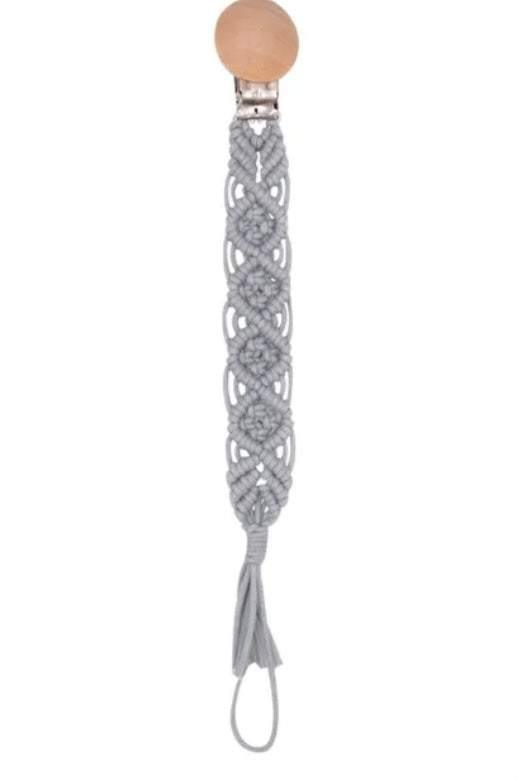 Grey Kite Woven Pacifier Clips
