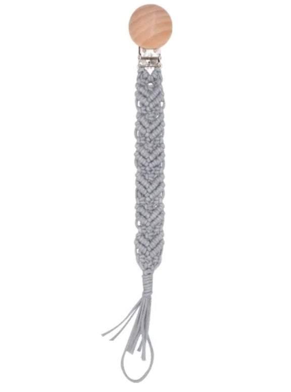 Grey Arrow Woven Pacifier Clip