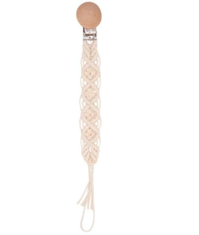 Cream Kite Woven Pacifier Clip