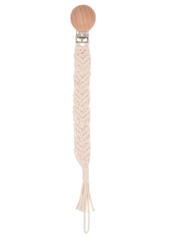 Cream Arrow Woven Pacifier Clip